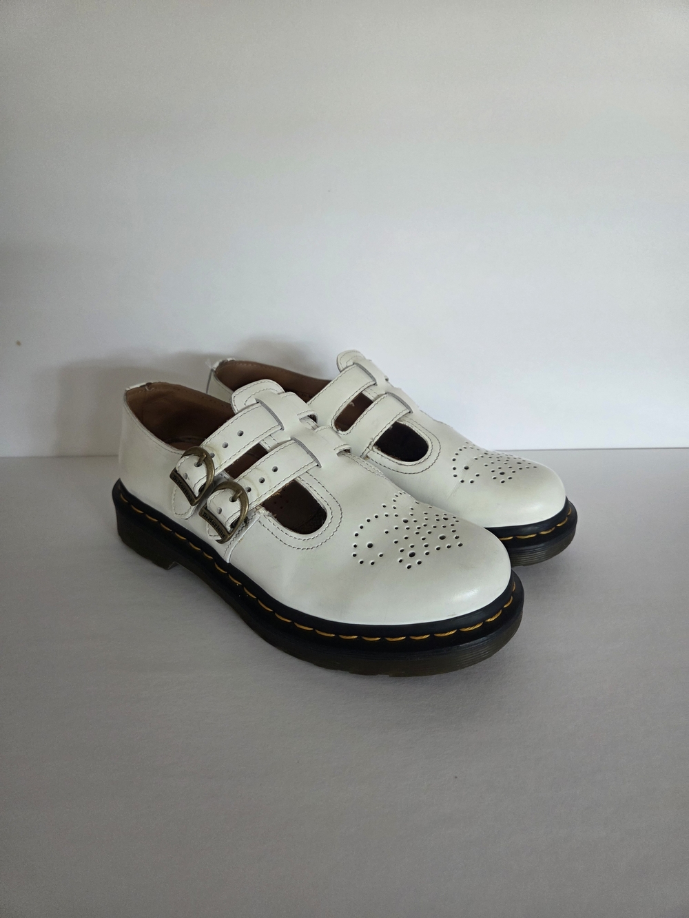 Dr. Martens White Double-Strap Mary Jane Flats